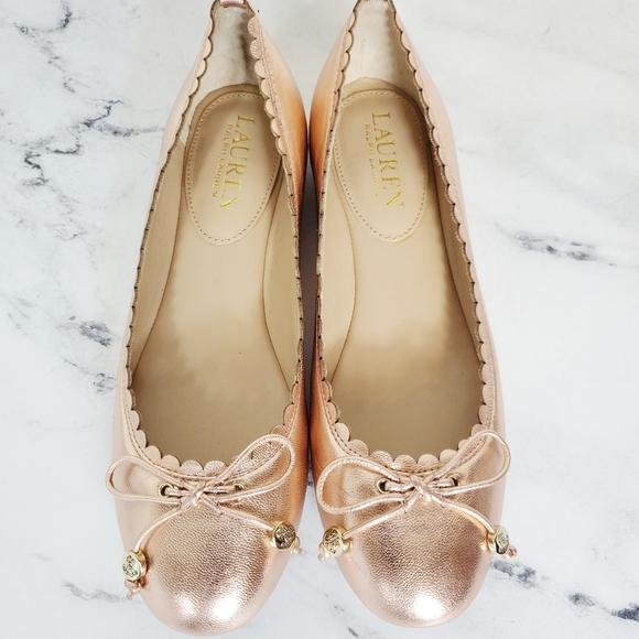 Ralph Lauren Shoes - Ralph Lauren Glennie Pink Metallic Kidskin  5 NEW